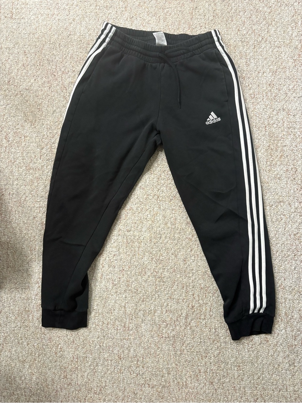 Vintage Adidas Men’s Black 3-Stripes Jogger Sweatpants